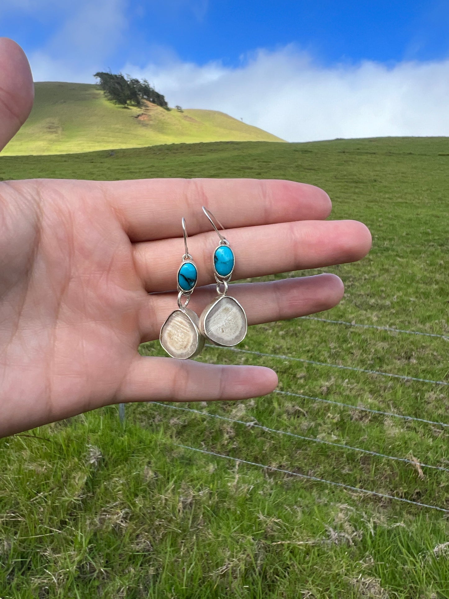 Turquoise and Antler Earring