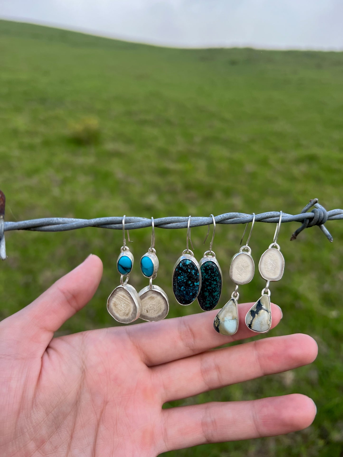 Antler and Teardrop Turquoise Earring