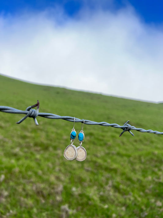 Turquoise and Antler Earring